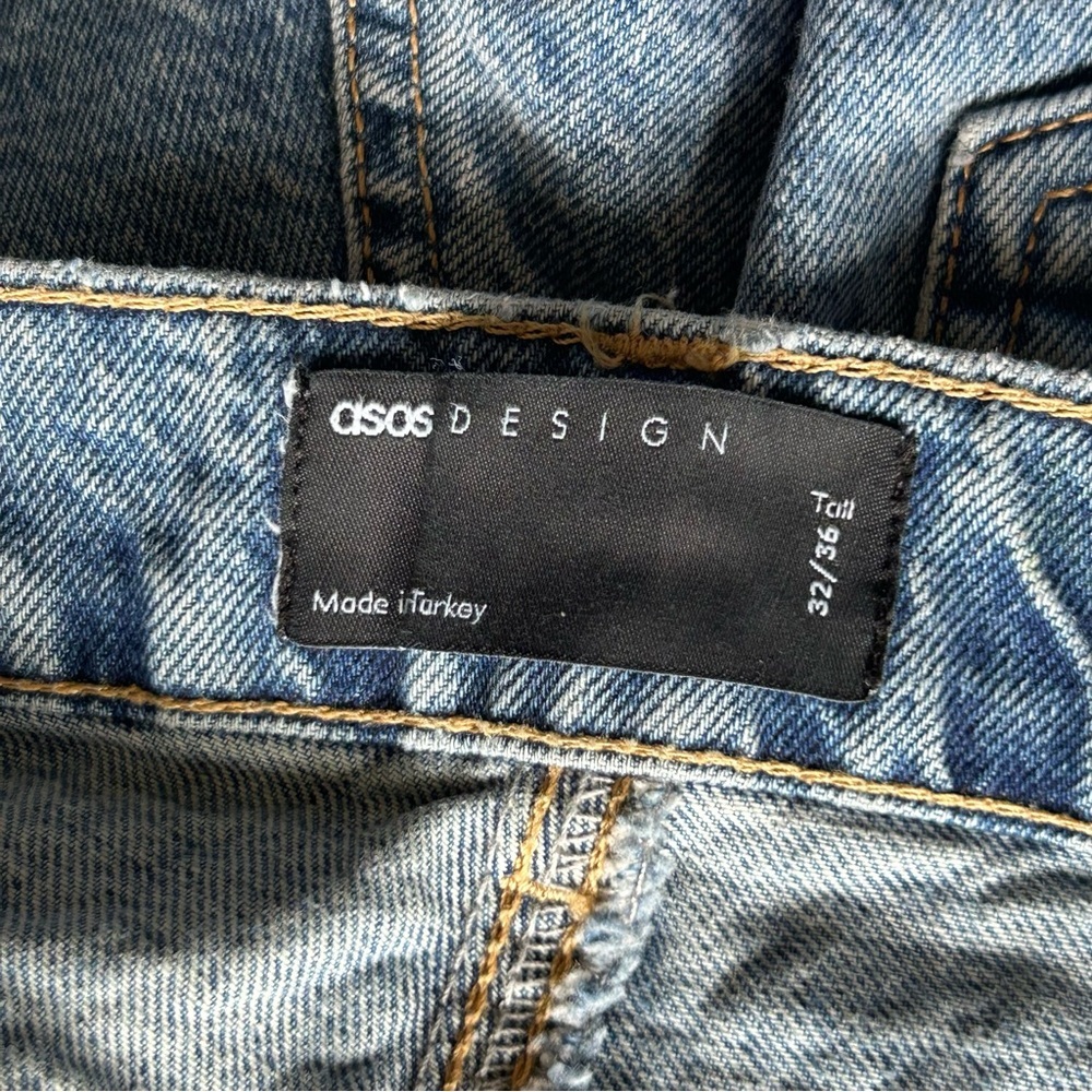 ASOS Rhinestone Studded Denim Jeans With Split Calf Hem Button Fly 32x36 Tall - Picture 7 of 7